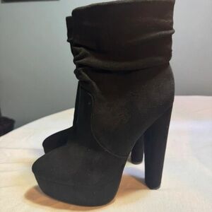 Next Black Suede Heeled Boots